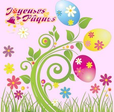 carte postale les oeufs de paques dans l herbe